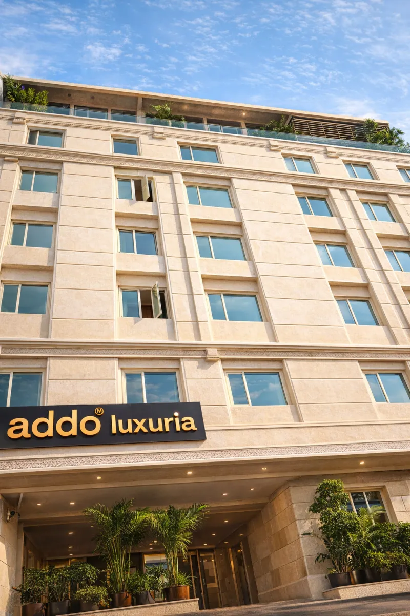 Exterior facade of Addo Luxuria men's PG, Sector 126, Noida