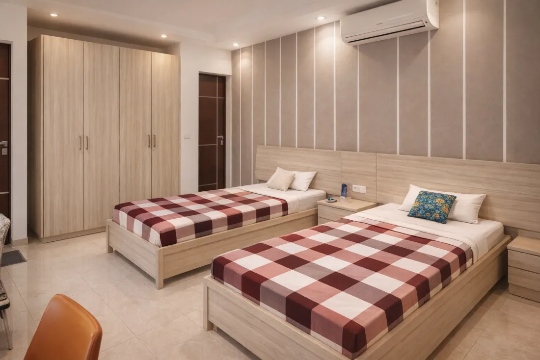 Addo Luxuria double room in Noida &mdash; two single beds, wardrobes, air-conditioning